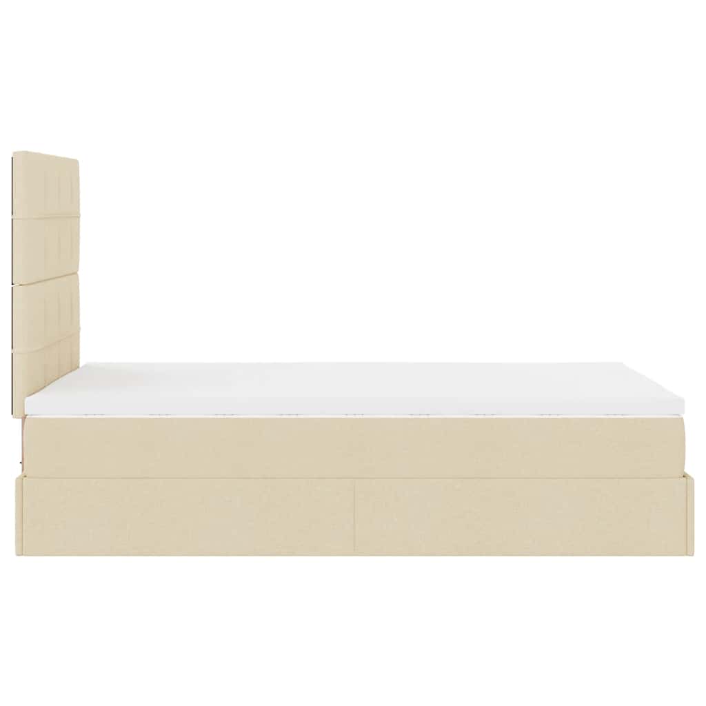 Otomanski okvir kreveta s madracem krem 120x200cm od tkanine