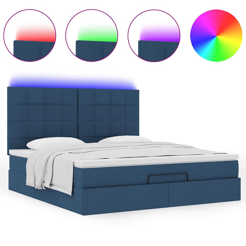 Otomanski krevet s madracem i LED plavi 160x200cm tkanine