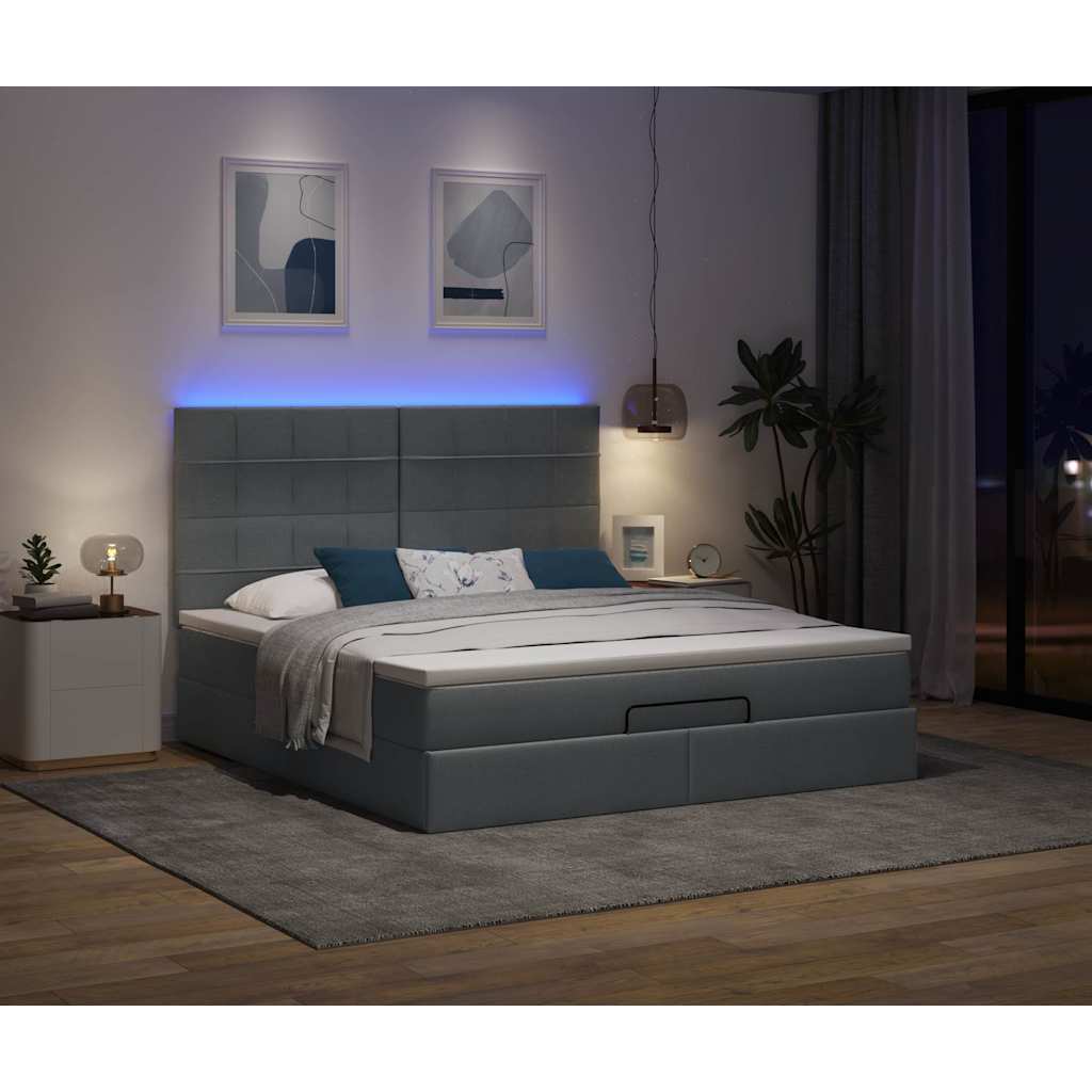 Otomanski krevet s madracem i LED tamnosivi 180x200cm tkanine