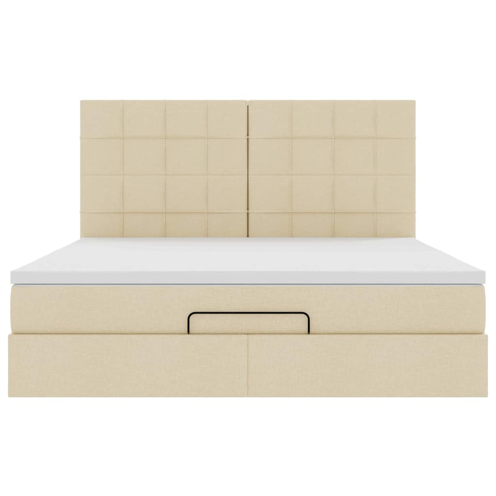 Otomanski krevet s madracem i LED krem 180x200cm od tkanine