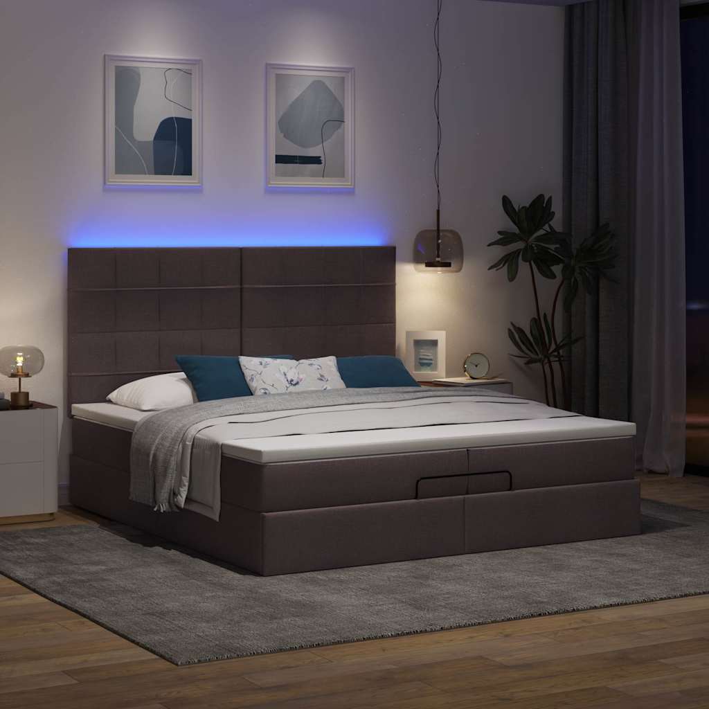 Okvir kreveta s madracima tamnosmeđi 200x200cm tkanine