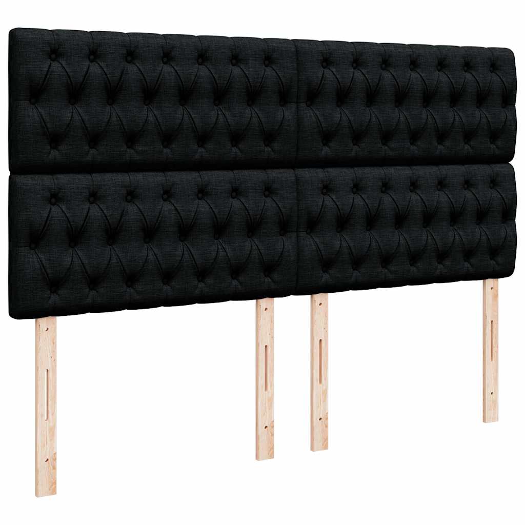 Otomanski okvir kreveta s madracima crni 200x200cm od tkanine