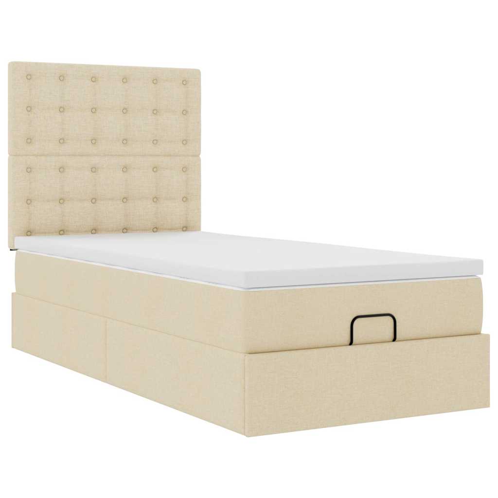 Otomanski okvir kreveta s madraca krem 80x200cm od tkanine