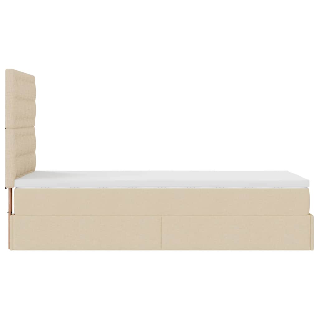 Otomanski okvir kreveta s madraca krem 80x200cm od tkanine