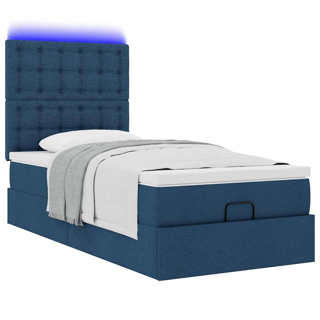 Otomanski okvir kreveta s madraca plavi 90x190cm od tkanine