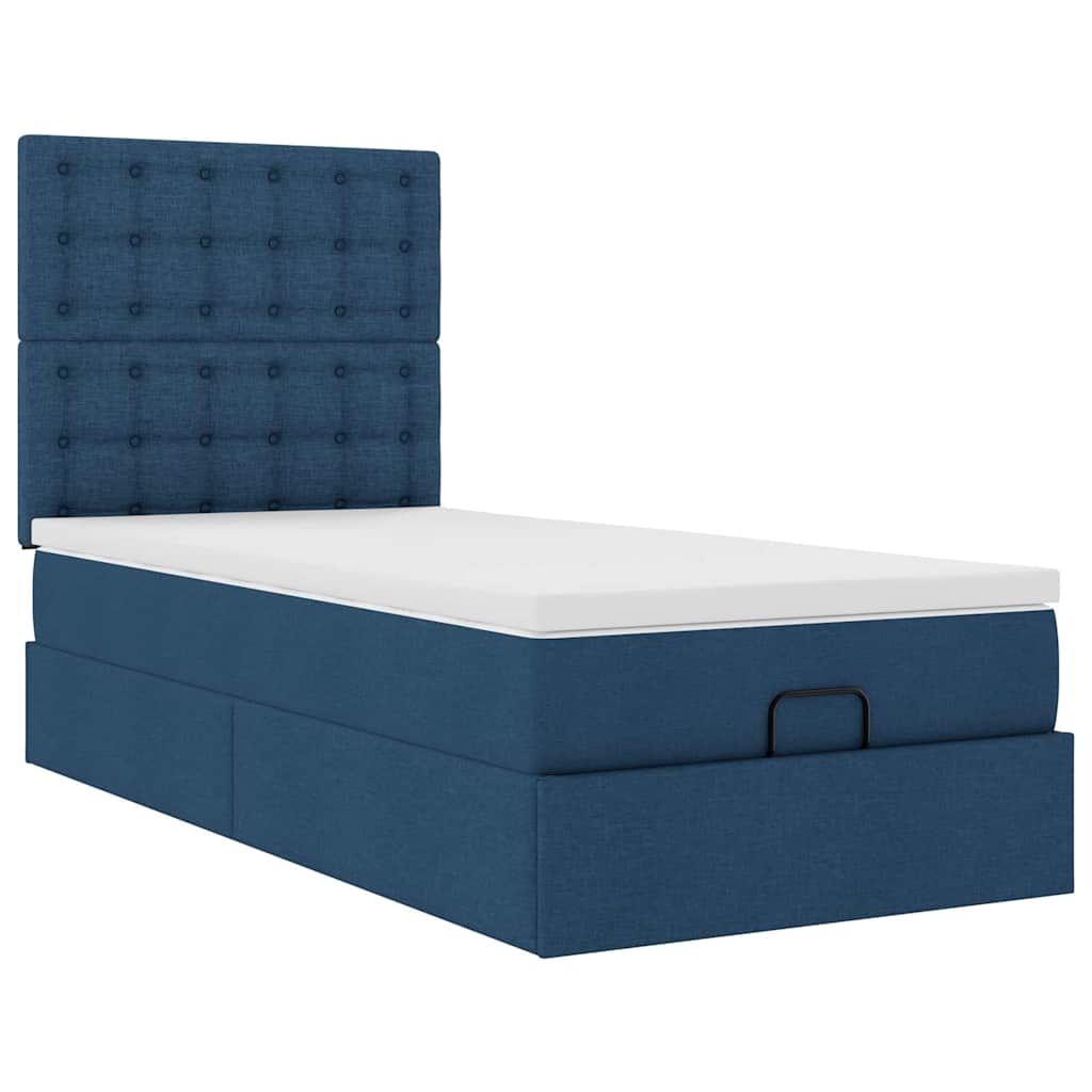 Otomanski okvir kreveta s madraca plavi 90x190cm od tkanine