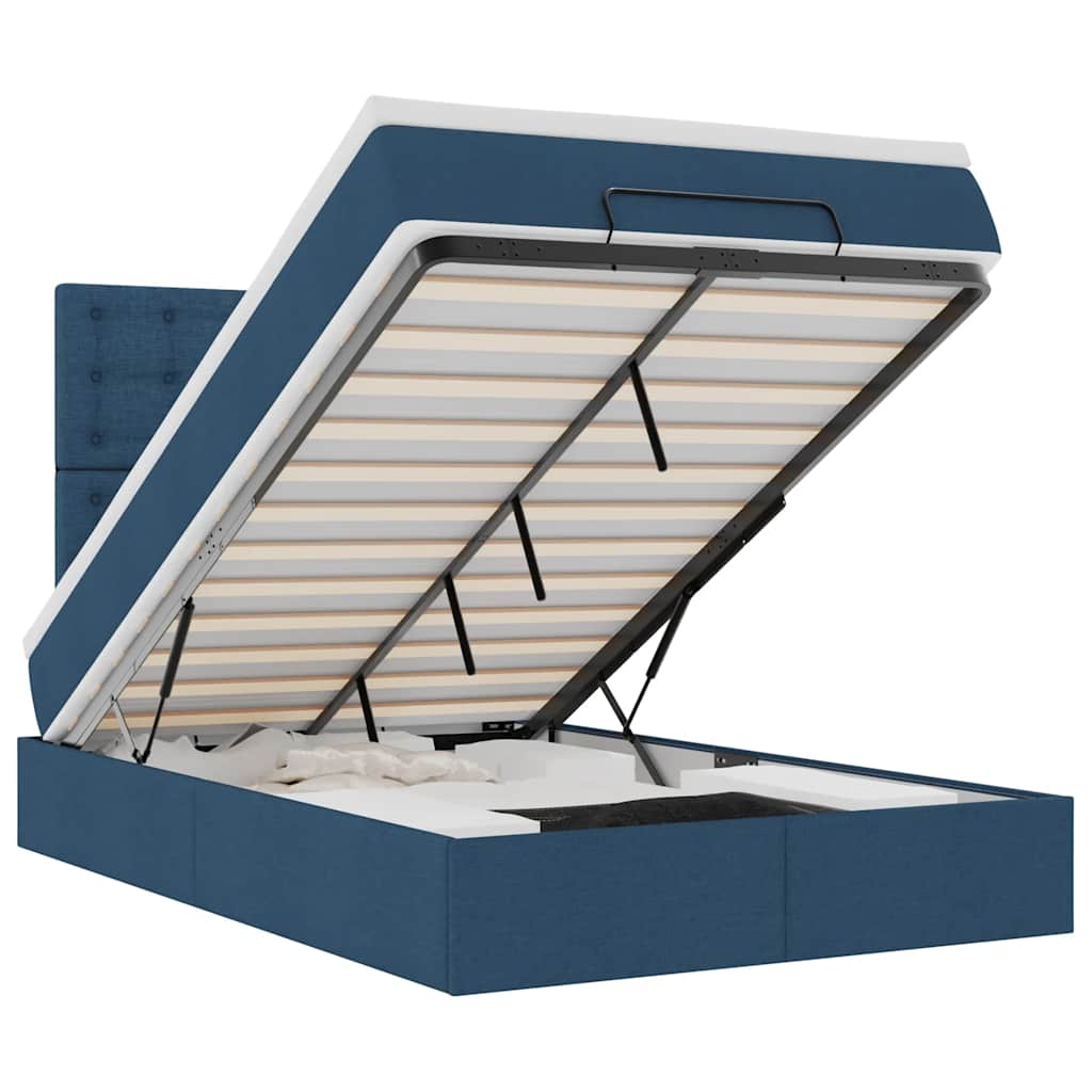 Otomanski krevet madracem i LED plava 120x190 cm tkanina