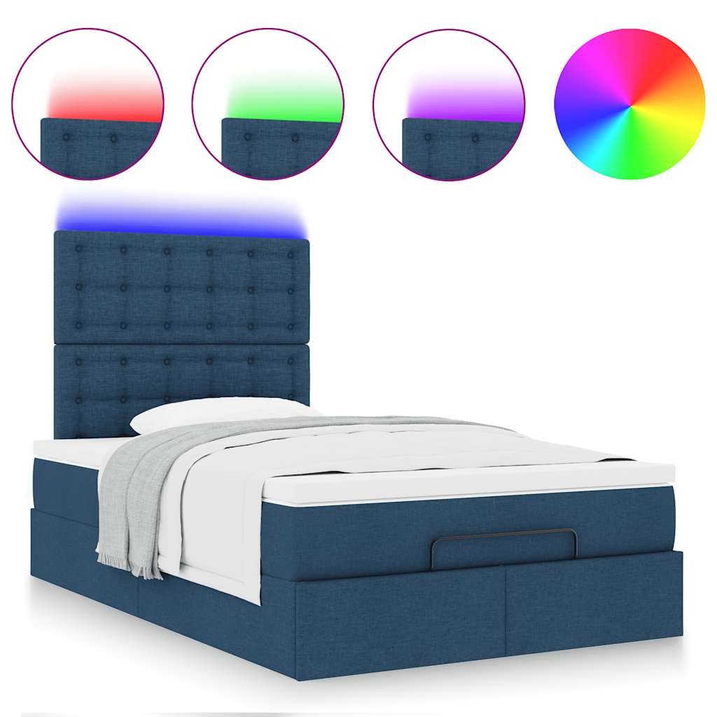Otomanski krevet madracem i LED plava 120x190 cm tkanina