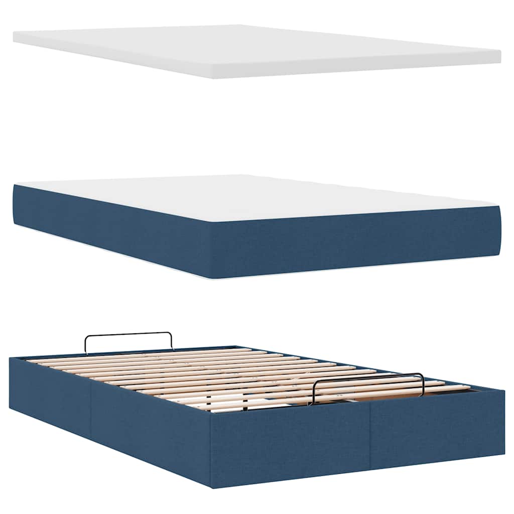 Otomanski krevet madracem i LED plava 120x190 cm tkanina