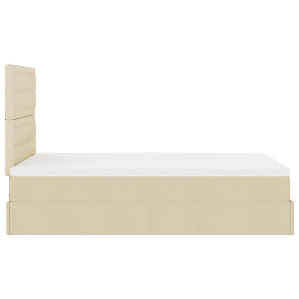 Otomanski okvir kreveta s madracem krem 120x200cm od tkanine