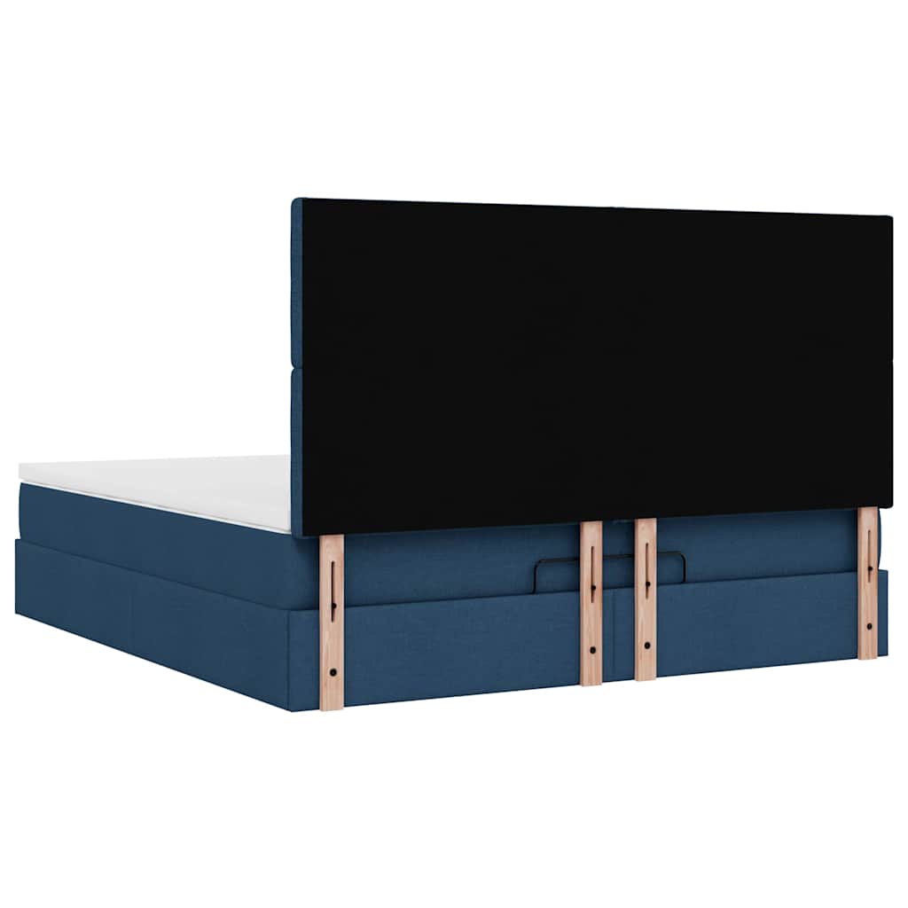 Otomanski krevet s madracem i LED plavi 160x200cm tkanine