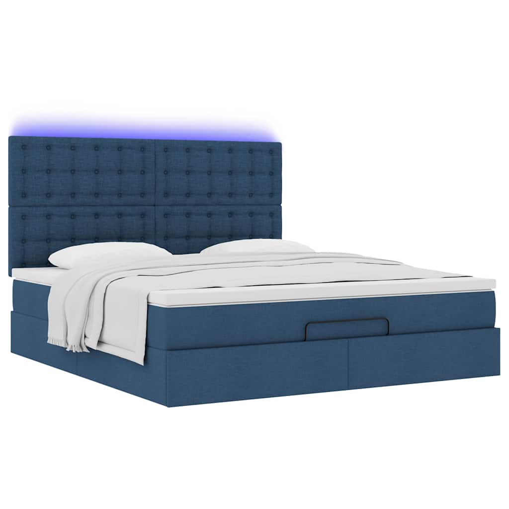 Otomanski krevet s madracem i LED plavi 160x200cm tkanine