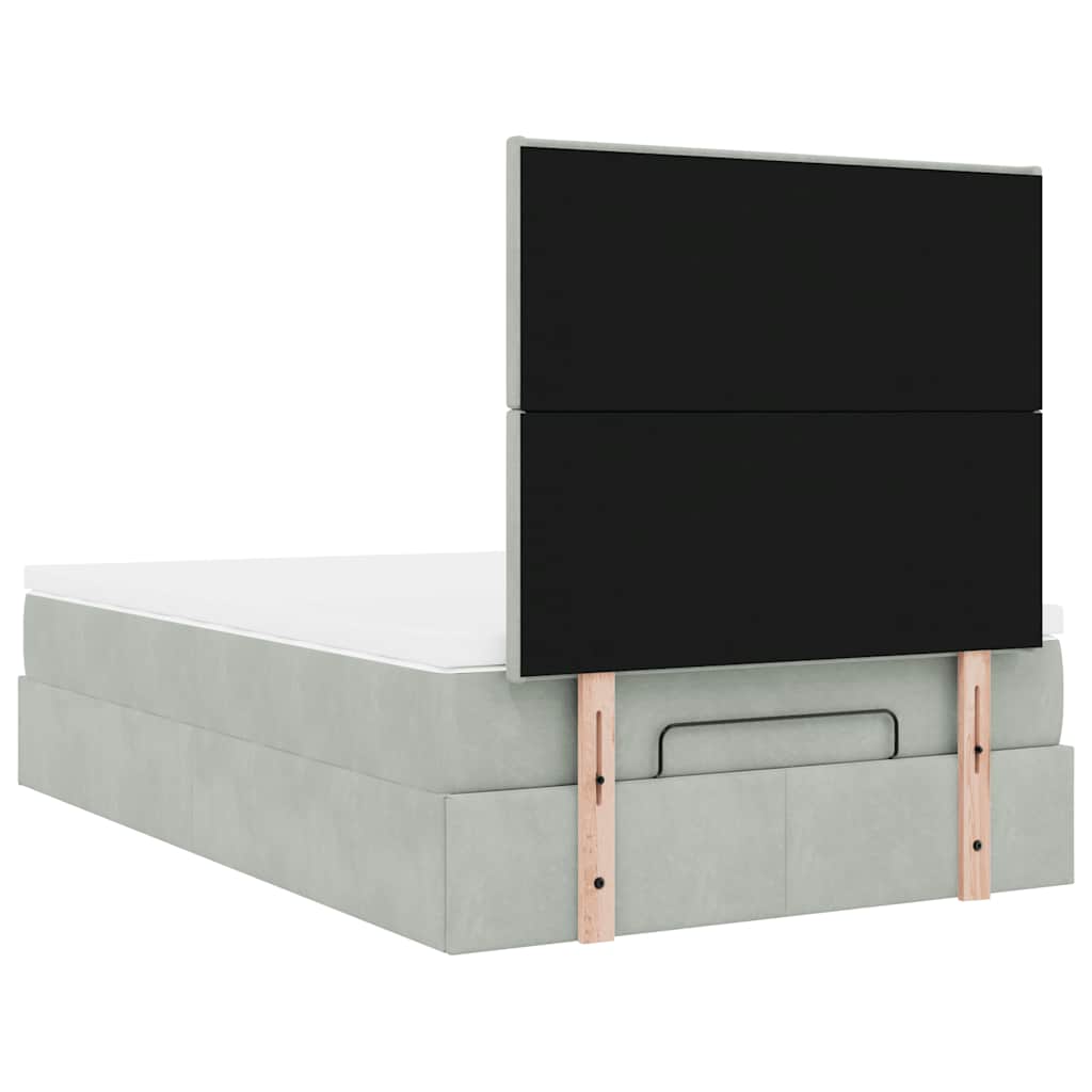 Okvir za krevet s madracima svjetlosivi 120x190 cm baršunasti
