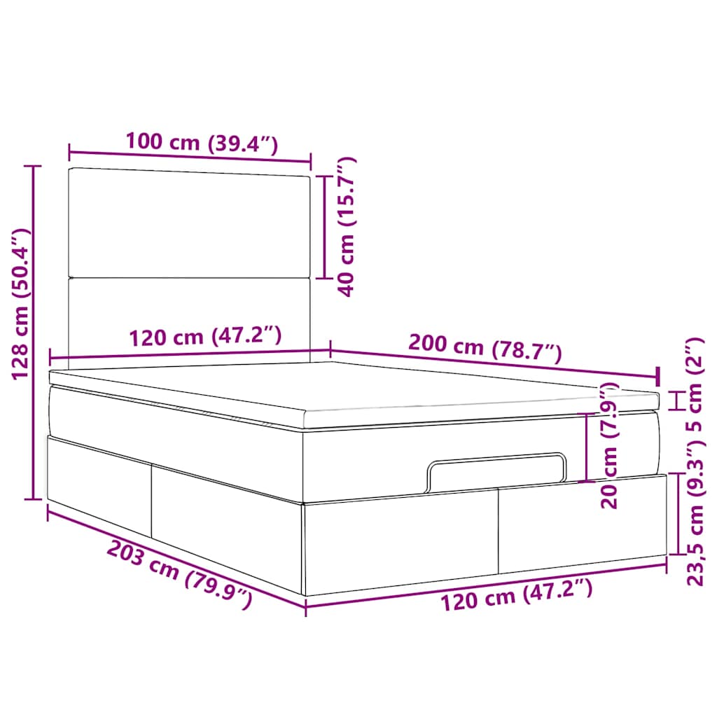 Okvir kreveta s madracima tamnosivi 120x200 cm baršunasti