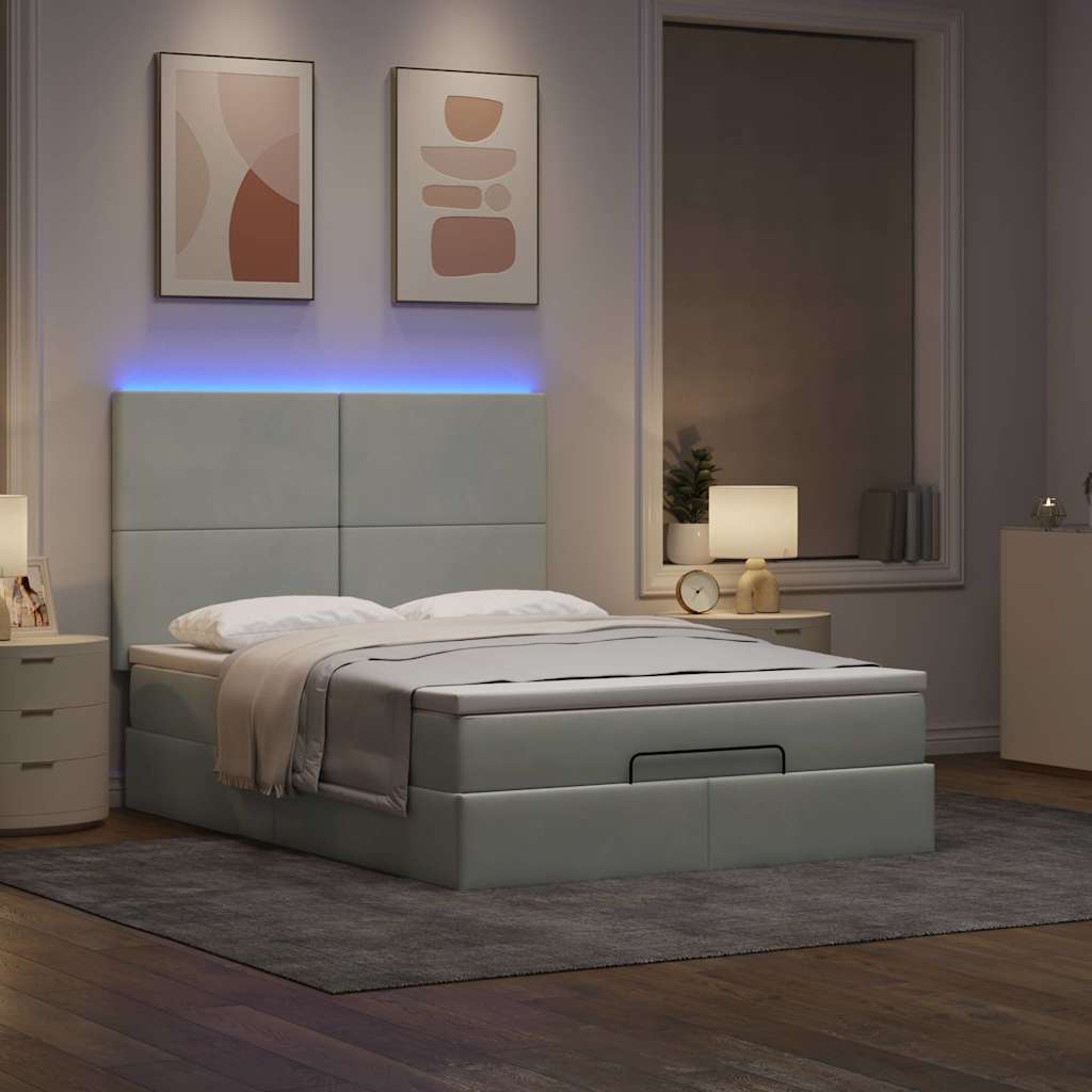 Otomanski krevet s madracima i LED 140x190 cm baršunasti