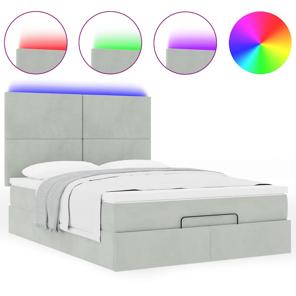 Otomanski krevet s madracima i LED 140x190 cm baršunasti