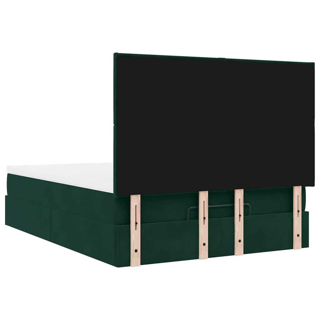 Otomanski krevet s madracima&LED tamnozeleni 140x200cm baršun