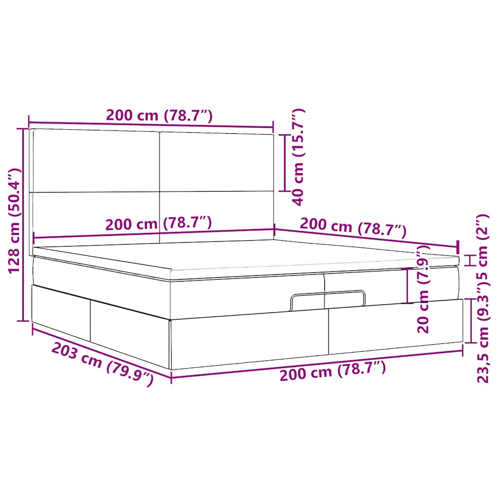 Okvir kreveta s madracima ružičasti 200x200cm baršunasti