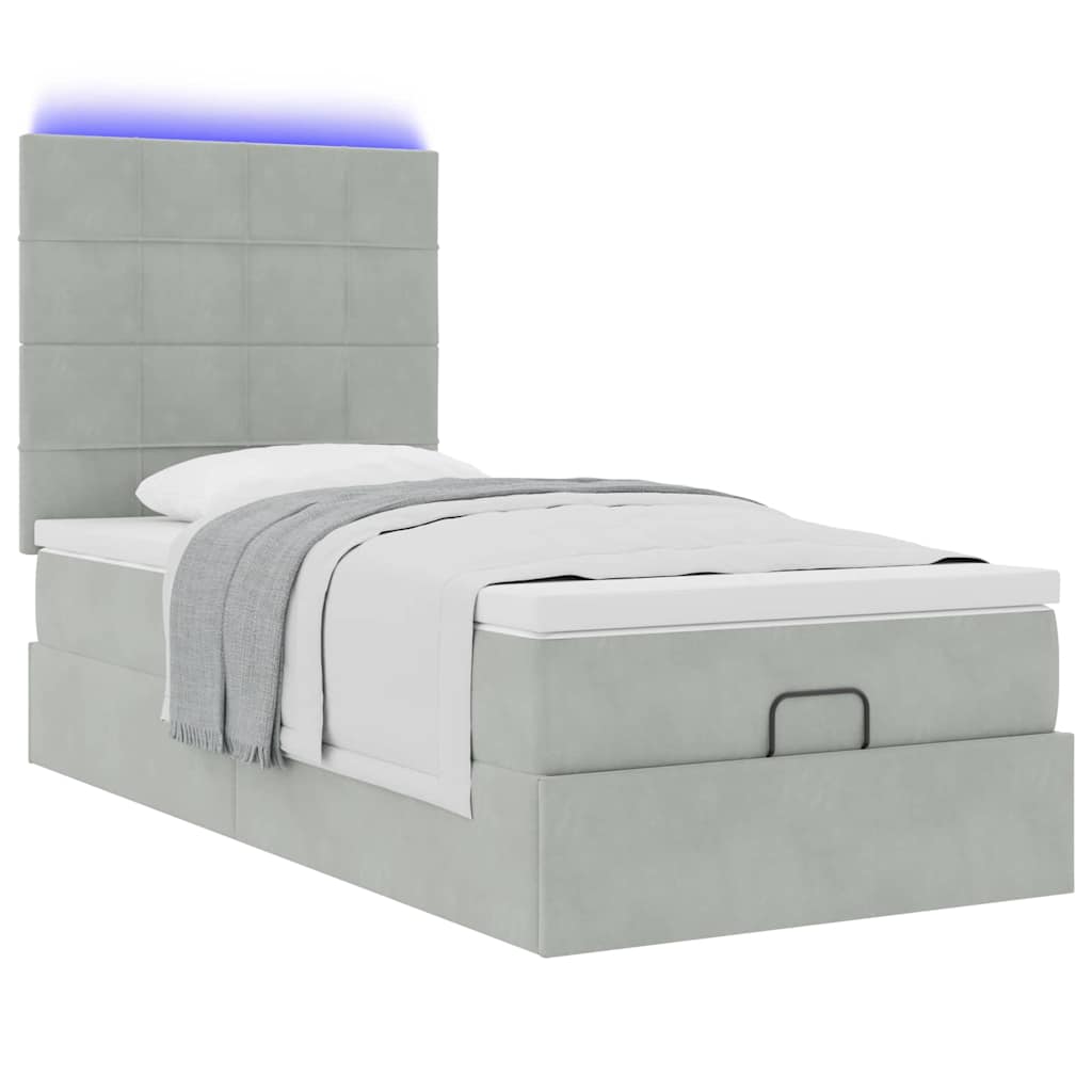Okvir za krevet s madracima svjetlosivi 80x200 cm baršunasti