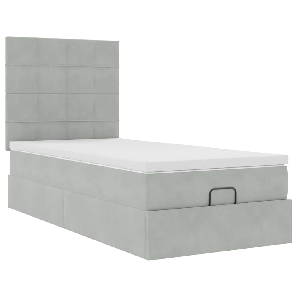 Okvir za krevet s madracima svjetlosivi 80x200 cm baršunasti
