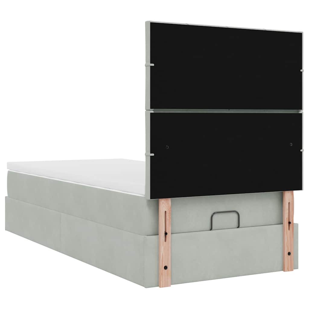 Okvir za krevet s madracima svjetlosivi 80x200 cm baršunasti
