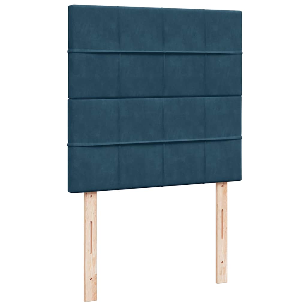 Okvir kreveta s madracima tamnoplavi 90x190cm baršunasti
