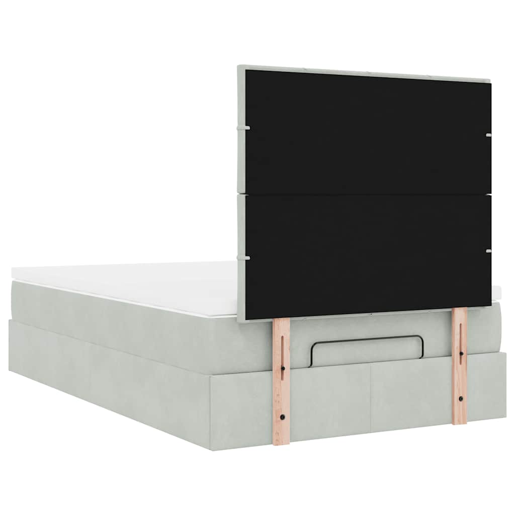 Okvir za krevet s madracima svjetlosivi 120x190 cm baršunasti