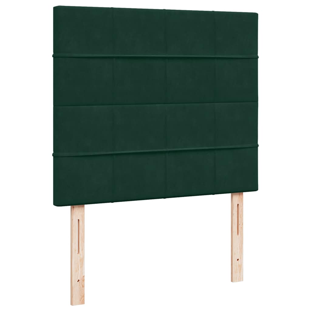 Okvir za krevet s madracima tamnozeleni 120x190 cm baršunasti