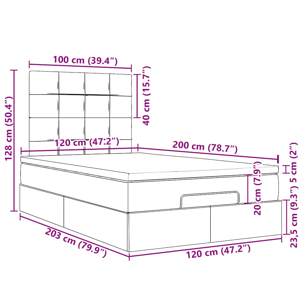 Okvir kreveta s madracima tamnosivi 120x200 cm baršunasti