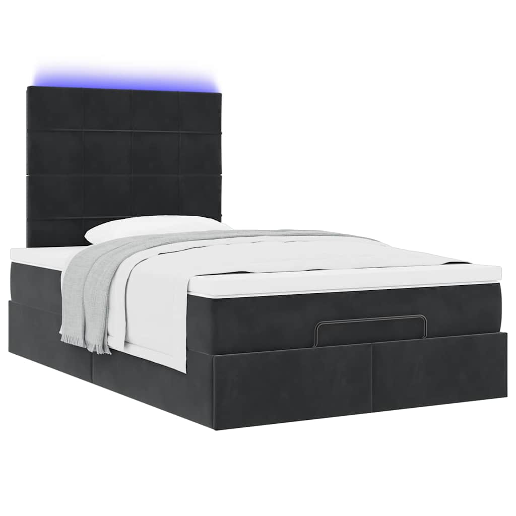 Otomanski krevet s madracima&LED crni 120x200cm baršunasti