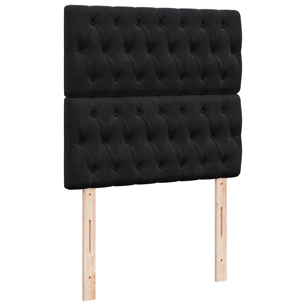 Otomanski okvir kreveta s madracima crni 100x200cm baršunasti