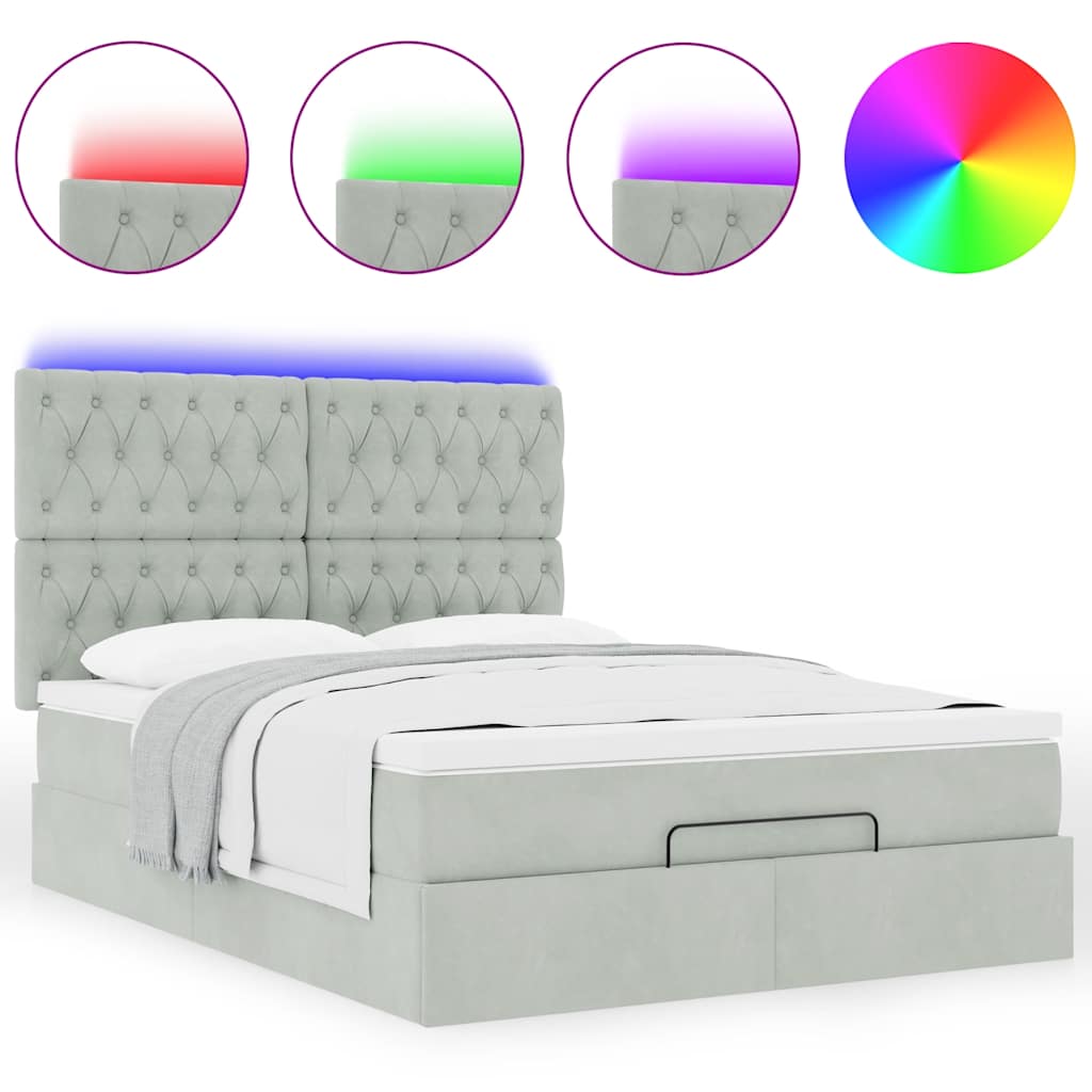 Otomanski krevet s madracima i LED 140x190 cm baršunasti