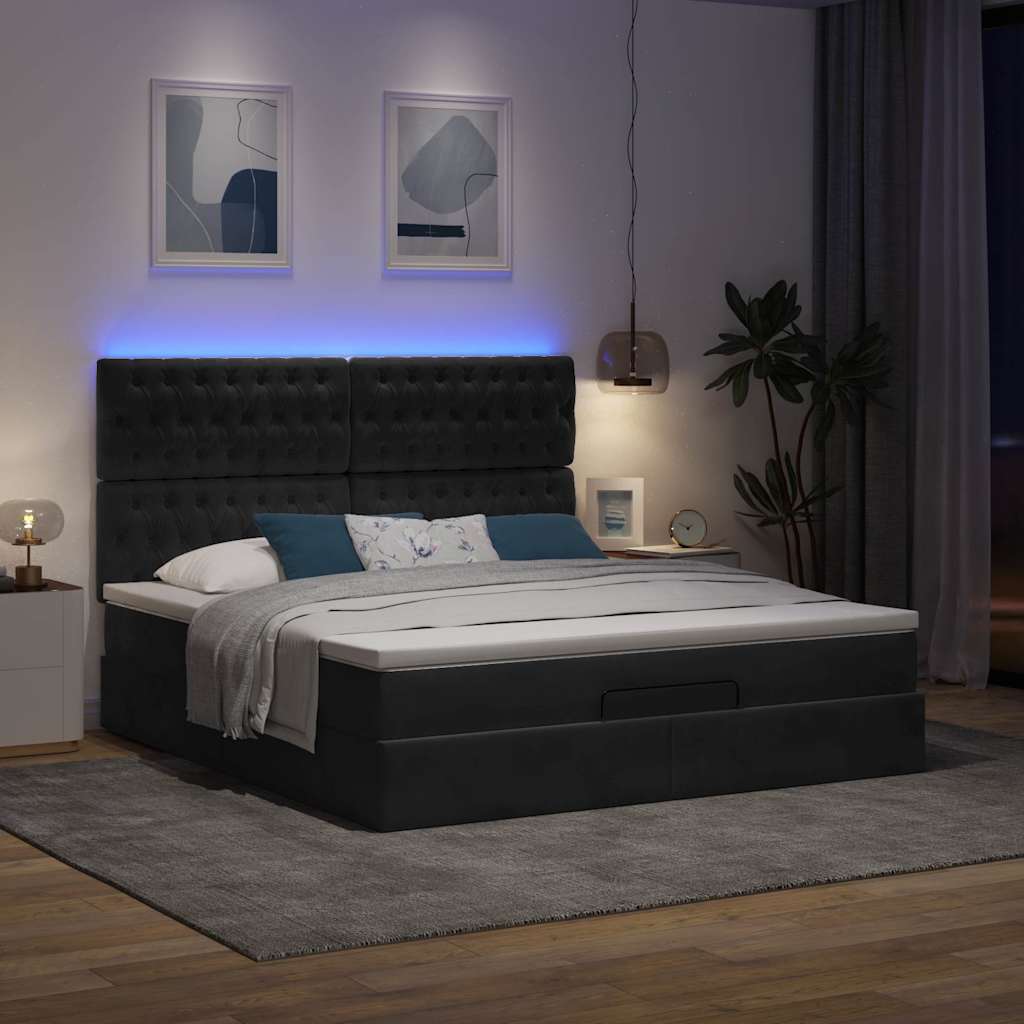 Okvir kreveta s madracima crni 160x200cm baršunasti