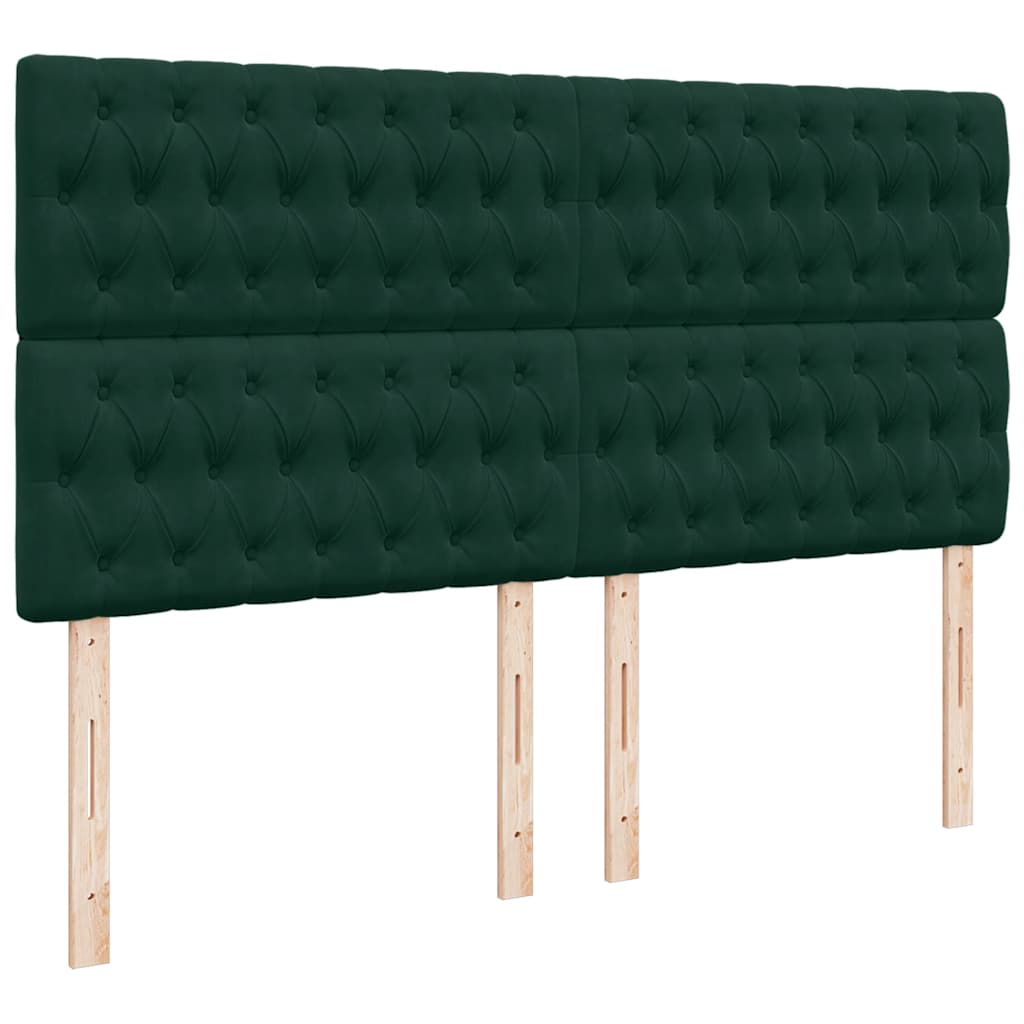 Okvir kreveta s madracima tamnozeleni 200x200cm baršunasti
