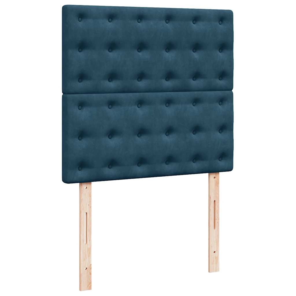 Okvir kreveta s madracima tamnoplavi 80x200cm baršunasti