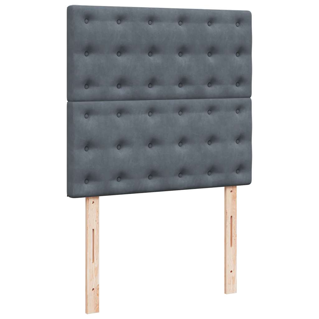 Okvir kreveta s madracima tamnosivi 90x200cm baršunasti