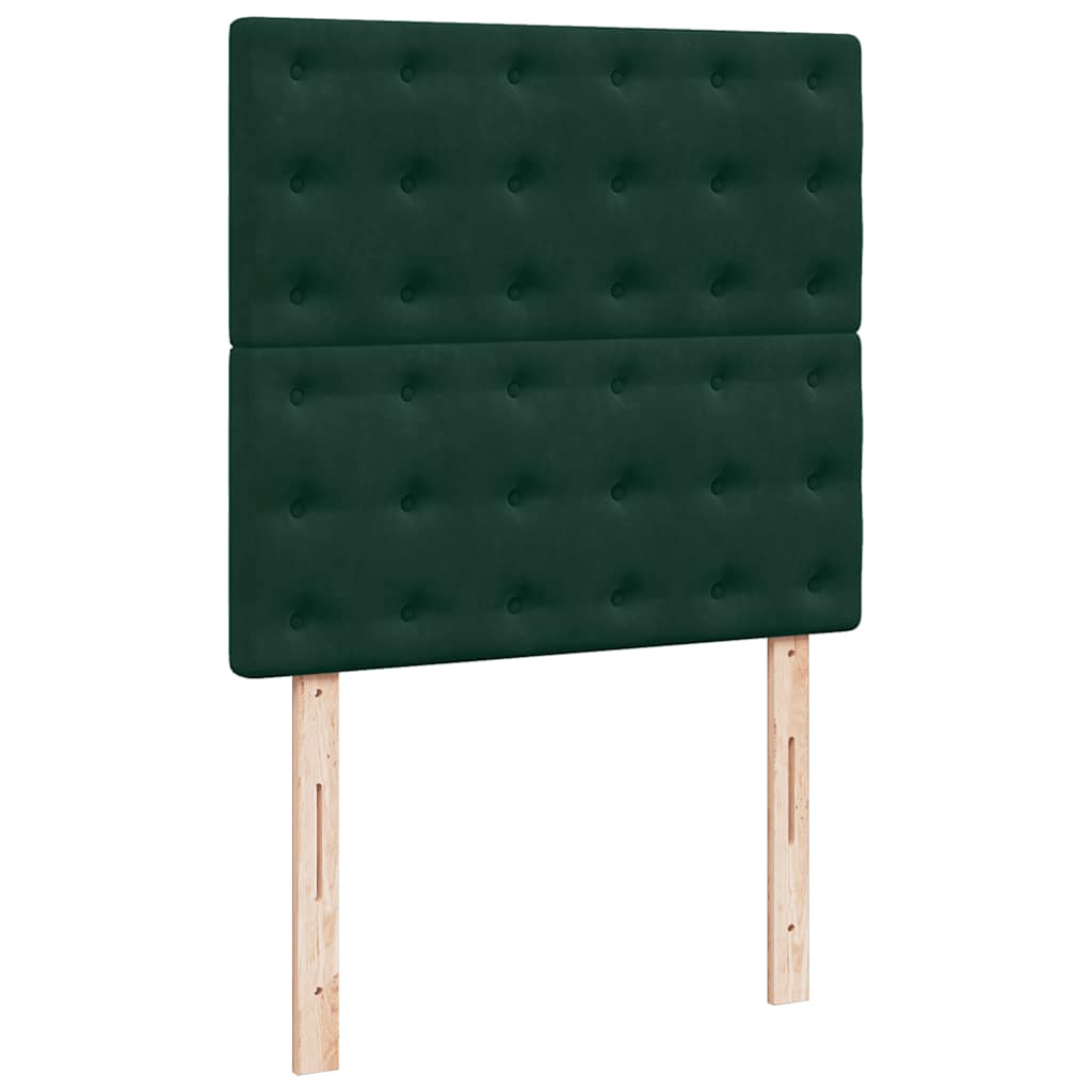 Okvir kreveta s madracima tamnozeleni 100x200cm baršunasti