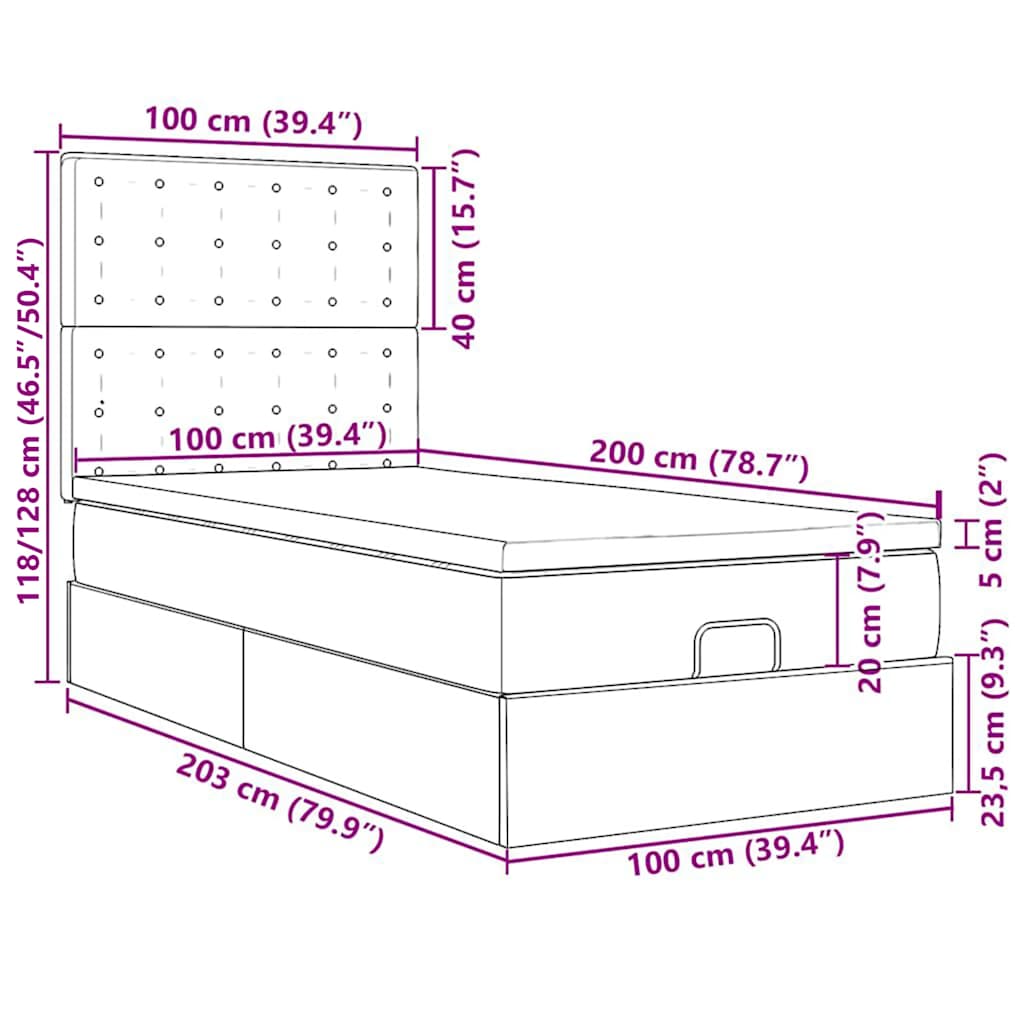 Okvir kreveta s madracima tamnozeleni 100x200cm baršunasti