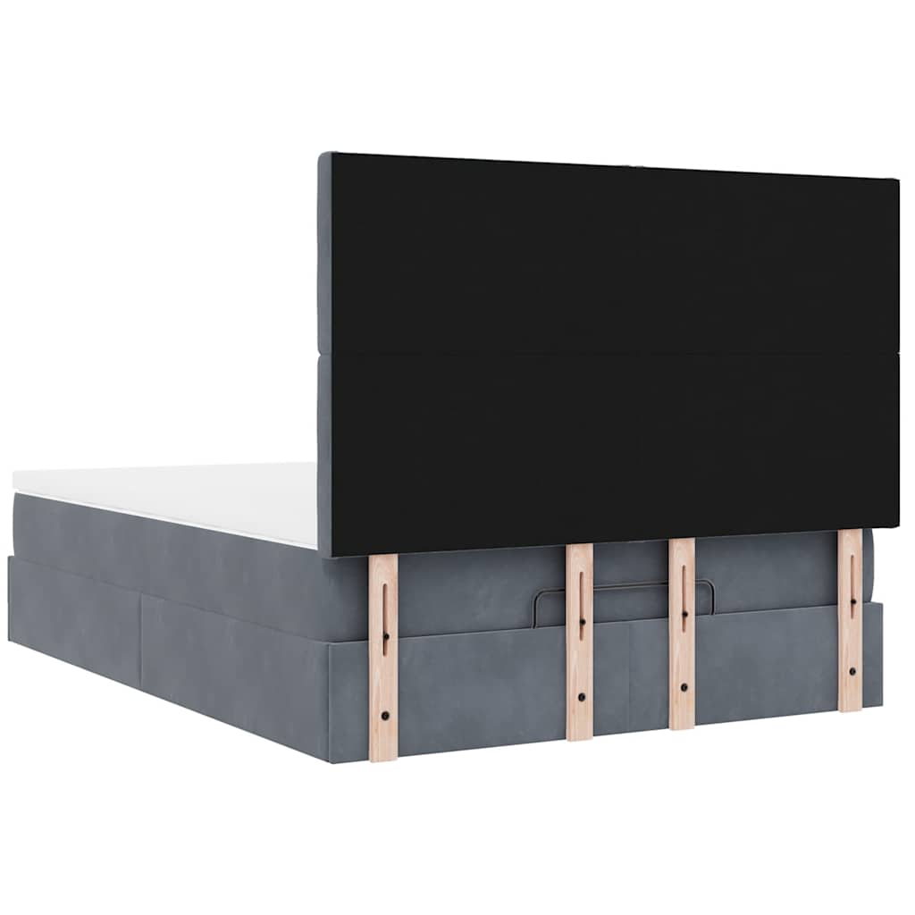 Otomanski krevet s madracima&LED tamnosivi 140x190cm baršunasti