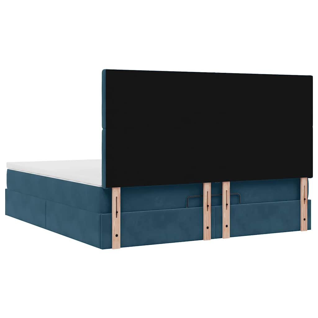 Otomanski okvir kreveta s madracima plavi 180x200cm baršunasti
