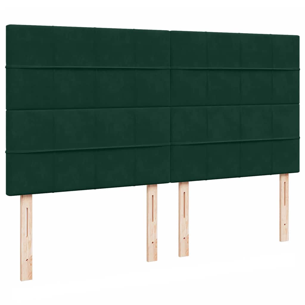 Okvir kreveta s madracima tamnozeleni 200x200cm baršunasti