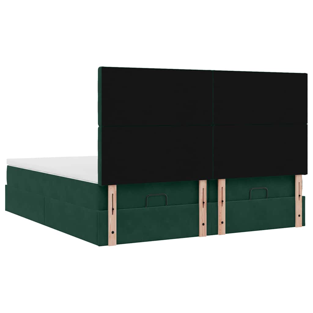 Okvir kreveta s madracima tamnozeleni 200x200cm baršunasti