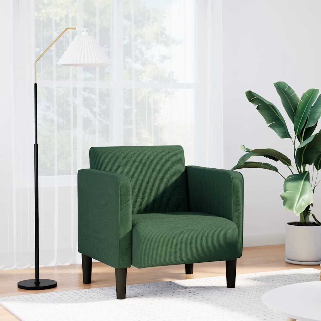 Sofa fotelja s naslonima za ruke tamno zelena 54 cm