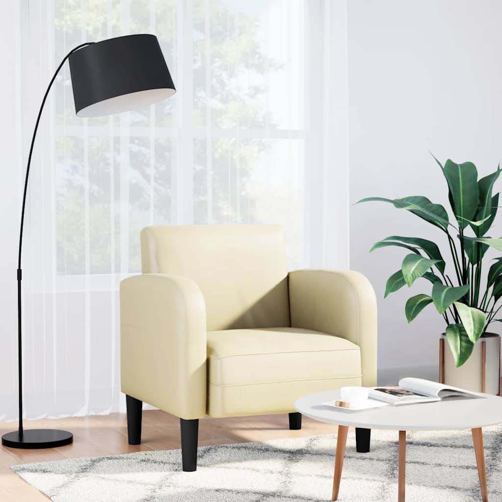 Sofa fotelja s naslonima za ruke krem 54 cm umjetna koža