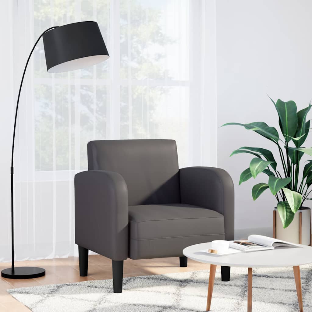 Sofa fotelja s naslonima za ruke siva 54 cm umjetna koža