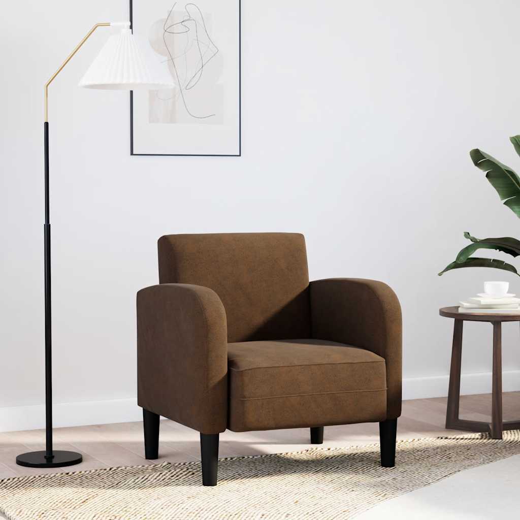 Sofa fotelja s naslonima za ruke smeđa 54 cm umjetna koža
