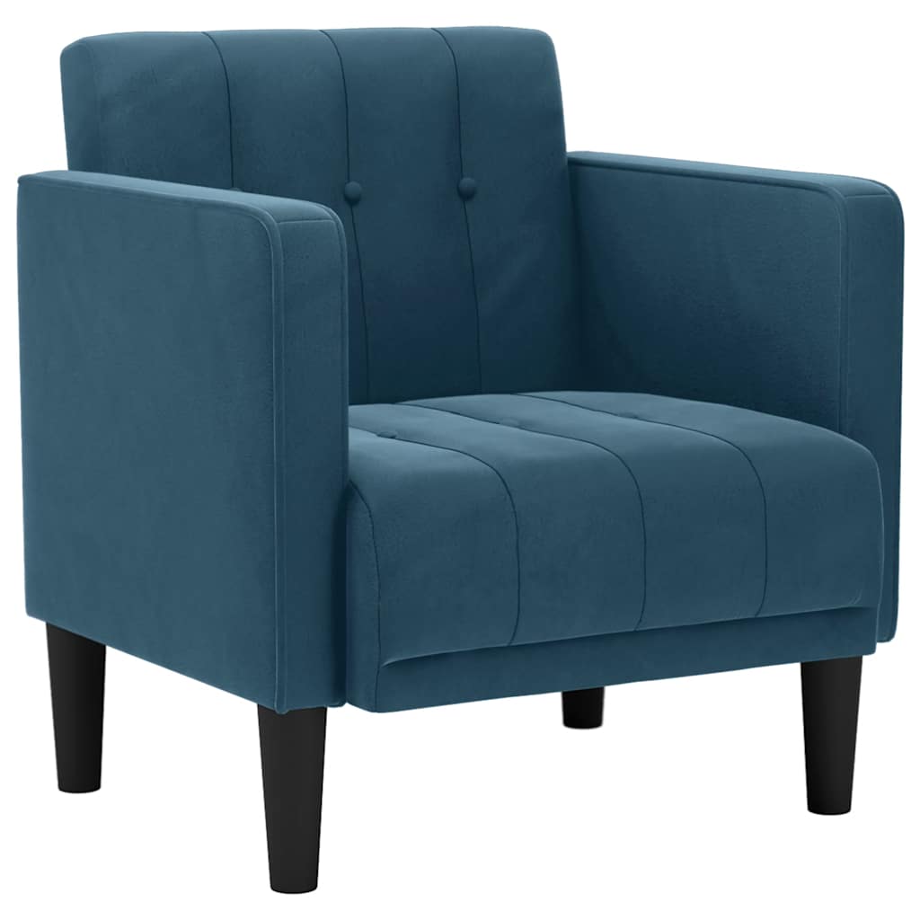 Sofa s naslonima za ruke plava 53 cm baršunasta