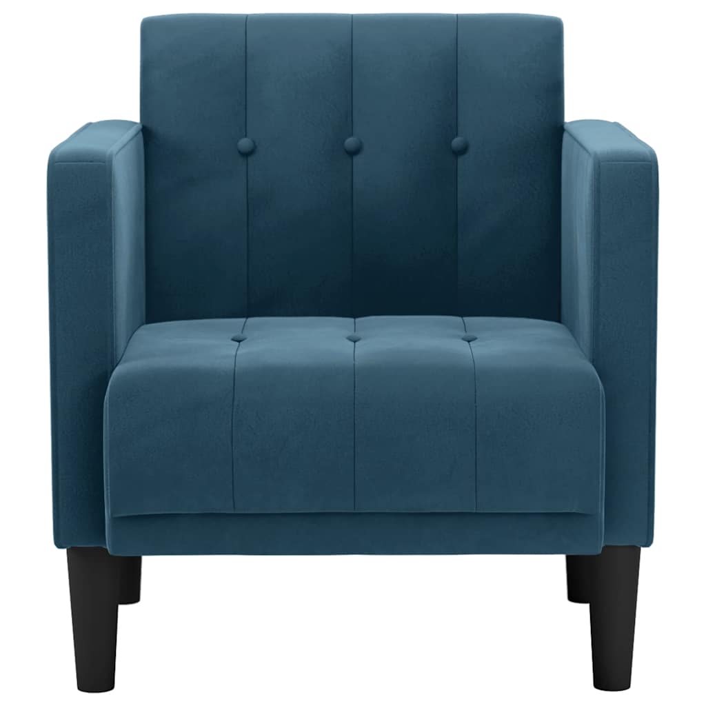 Sofa s naslonima za ruke plava 53 cm baršunasta