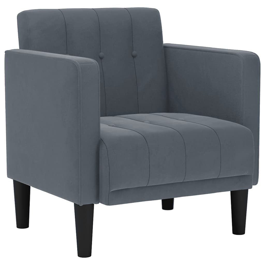 Sofa s naslonima za ruke tamno siva 53 cm baršunasta