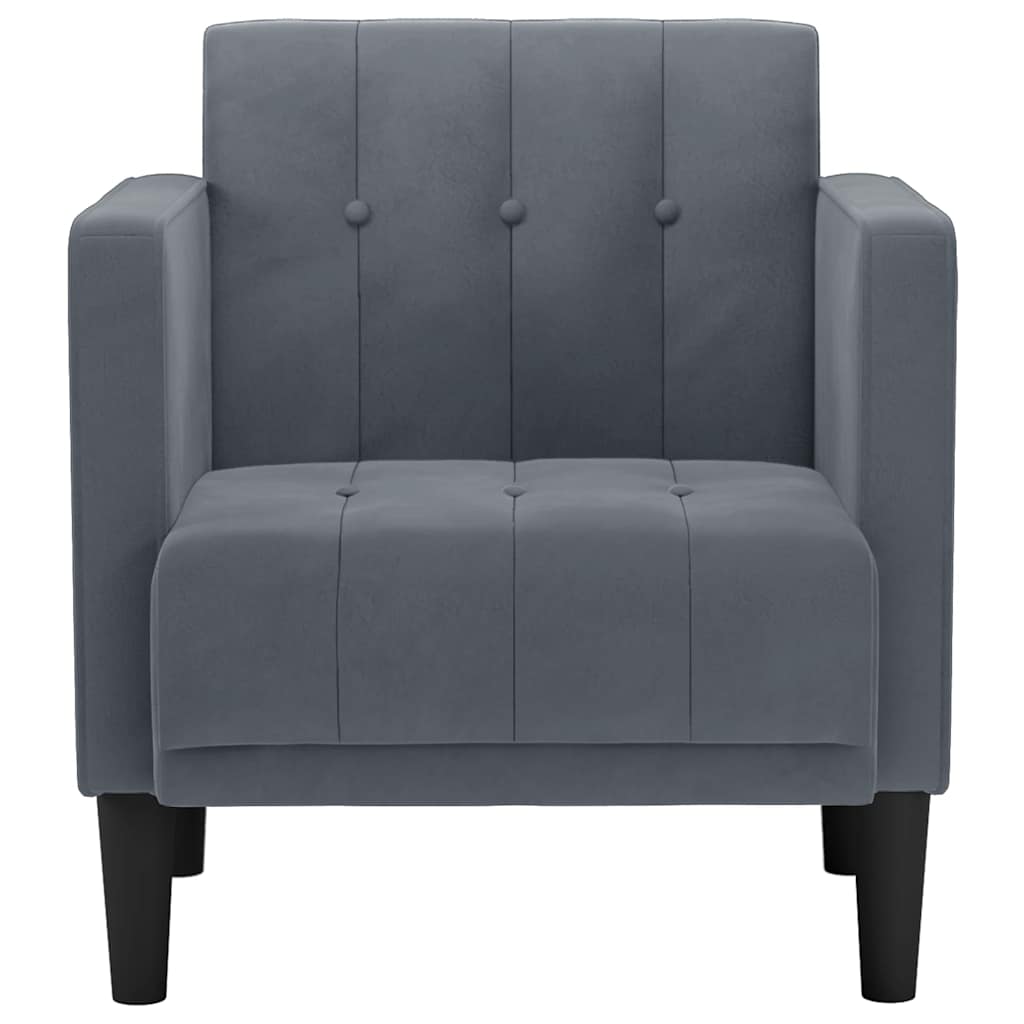 Sofa s naslonima za ruke tamno siva 53 cm baršunasta